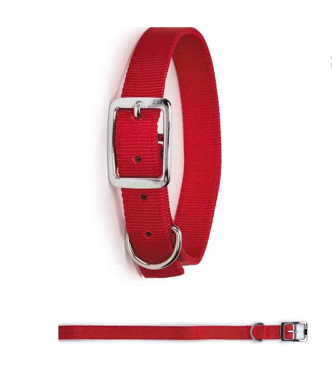 Bright Red Dog Collars Double Thick Nylon Strong Metal Buckle Heavy Duty (19 to 22 Inch)