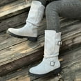 thumbnail image 6 of YLYL Womens Mid-Calf Boots Slouchy Pleated Boots Suede Knight Riding Shoes with Buckle Strap Winter Warm Knitted Tall Boot, 6 of 9