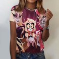 thumbnail image 1 of Hazbin Hotel Moda Casual Mujer Impreso Cuello Redondo Manga Corta Camiseta Top Blanco/M, 1 of 5