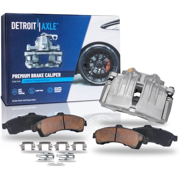 Detroit Axle - Front Left Disc Brake Caliper Ceramic Brake Pads Replacement for Trailblazer Envoy Rainier Bravada 9-7X - 3pc Set Fits select: 2004-2005 CHEVROLET TRAILBLAZER LS/LT