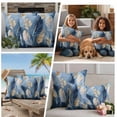 thumbnail image 5 of Blue Gold Feather Outdoor Waterproof Pillow Covers, Modern Oil Painting Gradient White Decorative Square Throw Pillowcase Sofa Cushion Sham for Patio/Couch/Chair, 24"x24" 2 Pack, 5 of 8