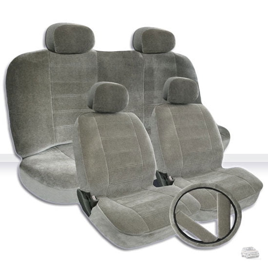 VAUXHALL VW  Universal Car Seat Covers Full Set Grey/Black Velour Fabric 14402 