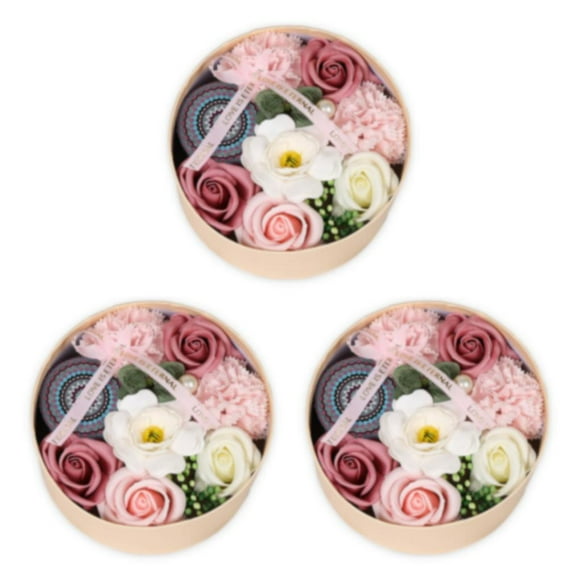Yuarrent Caja redonda de delicada flor de jabón con perfumada para un ambiente encantador, peonía rosa mezclada de bajo mantenimiento, 16,2 cm Type1 NO1