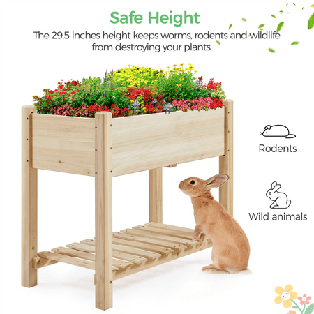 SmileMart 2-Tier Wooden Raised Garden Bed Planter for Flowers and Vegetables