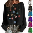 thumbnail image 6 of Christmas Sweaters Women Oversized Crewneck Knit Pullover Sweatshirt Drop Shoulder Long Sleeve Xmas Holiday Tops (2XL, Black), 6 of 7