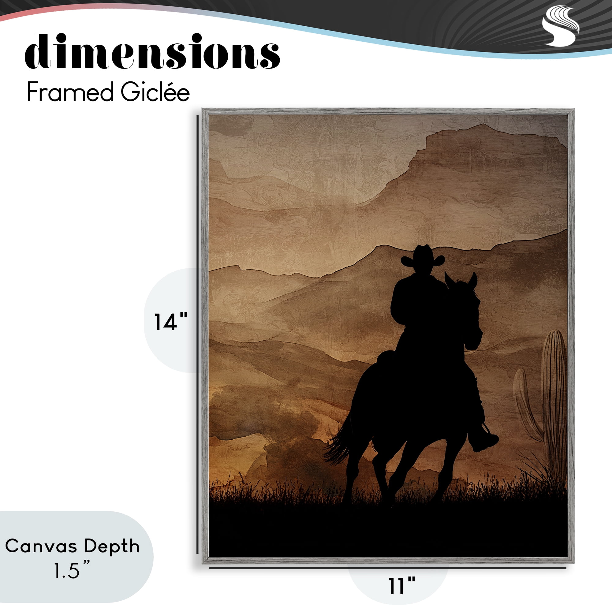 Stupell Industries Cowboy's Sunset Ride Gray Framed Giclee Art, design by Kim Allen