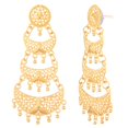 thumbnail image 3 of Efulgenz Indian Jewelry Traditional Gold Tone Filigree Big Chandbali Layered Dangle Earrings for Women, 3 of 4