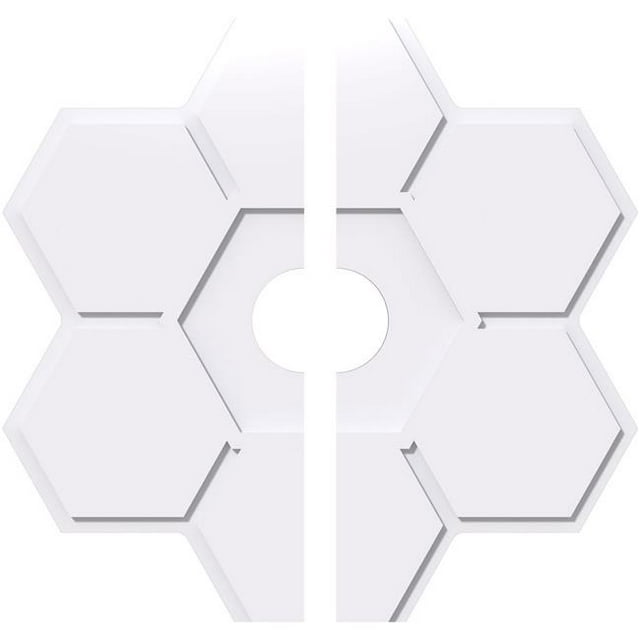 Ekena Millwork CMP38DY2-06000 38 in. OD x 6 in. ID Square Daisy Architectural Grade PVC Contemporary Ceiling Medallion - 2 Piece