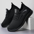 thumbnail image 2 of Men's Low-Top Lace-Up Knit Upper Walking Shoes Streamlined Lightweight Sole Casual Daily Athletic Sneakers, 2 of 5