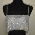 thumbnail image 2 of Top corto de diamantes de imitación, cadena de cuerpo de fiesta de plata brillante, sujetador de cristal brillante, joyería ajustable sin espalda, joyería para el pecho, Club JAMW Sencillez, 2 of 5