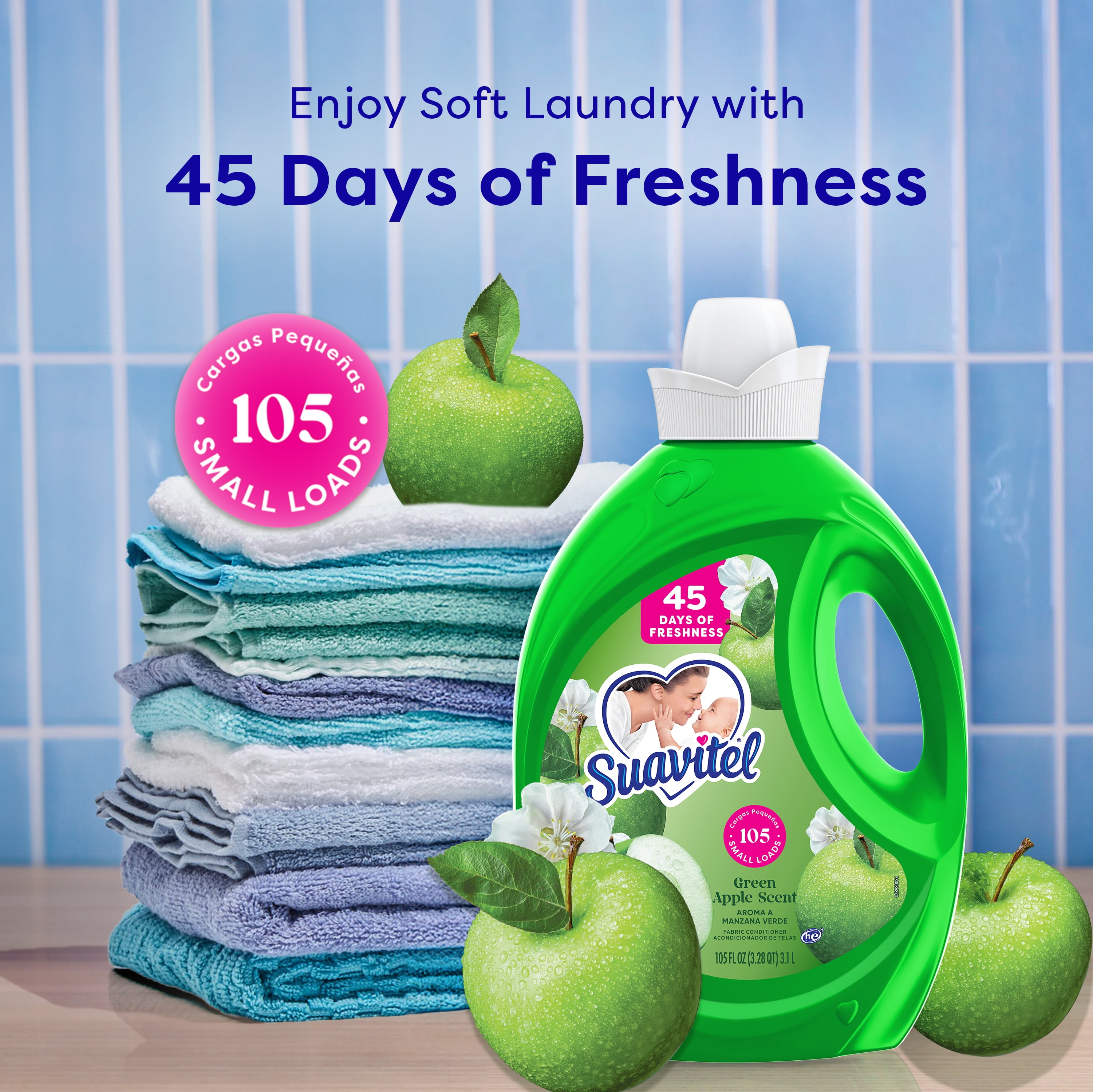 Fruity Freshness Home & Laundry Bundle: Suavitel Green Apple Fabric Softener and Fabuloso Pineapple Multi-Purpose Cleaner