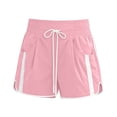 thumbnail image 6 of Costeam Womens High Waisted Athletic Shorts Drawstring Casual with Side Pockets Elastic Waist Side Stripe Dolphin Hem Workout Running Short Pants Lightweight Quick Dry Lounge Shorts, 6 of 6