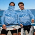 thumbnail image 3 of Bulopur Men’s Quick Dry Fishing Sun Hoodie with Face Cover, Lightweight UV Protection Long Sleeve Shirt with Ocean Water Fish Print for Beach Days, Boating and Vacation Wear, 3 of 8