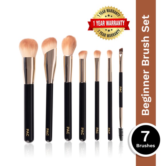 Pac Kit de Brosses pour le Visage et les Yeux pour Débutants (7 Pcs) - Noir