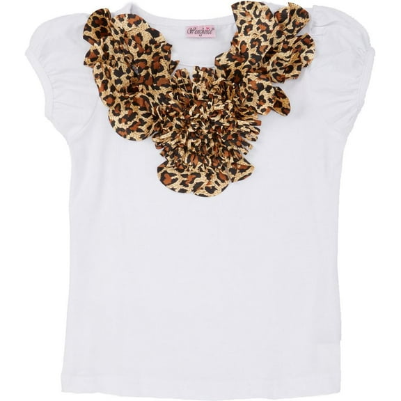 Wenchoice Girl's White Leopard Mum Short-Sleeve Tee - L(5T-6T)