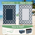 thumbnail image 6 of LUOVEN Reversible Waterproof Outdoor Rug 6x9 Plastic Straw Patio Mat for RV, Camping, Beach, Deck, Backyard, Porch, Blue & White, 6 of 8