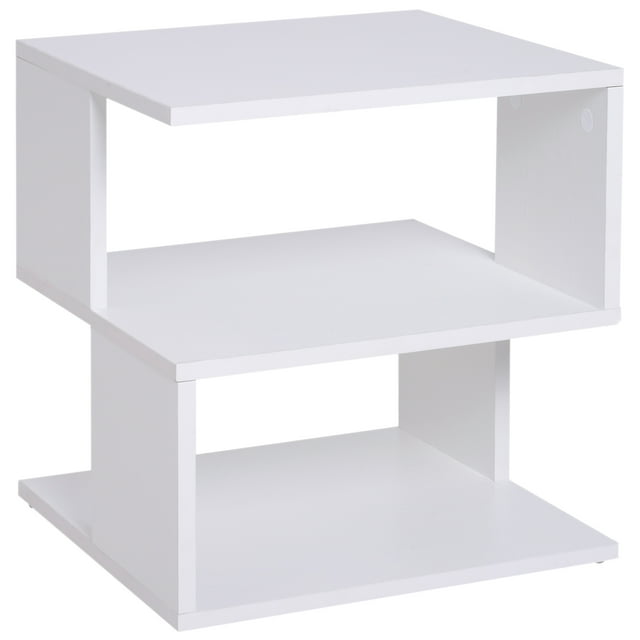 HOMCOM Table d'Appoint Carrée à 3 Niveaux en Bois pour Café, Étagère de Rangement, Support, Table de Bout
