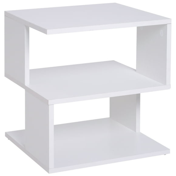 HOMCOM Square 3 Tier Wood Coffee Side Table Storage Shelf Rack End Table
