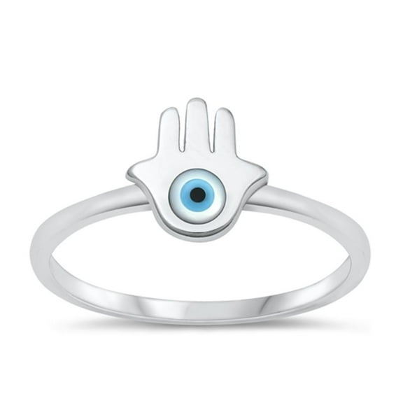 Promise Hamsa Evil Eye Ring .925 Sterling Silver Band Jewelry Female Male Unisex Size 4