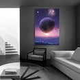 thumbnail image 2 of wall26 - Canvas Wall Art - Galaxy Colorful Super Big Blue Moon for Living Room - Modern Home Art Stretched and Framed Ready to Hang - 32x48 inches, 2 of 4