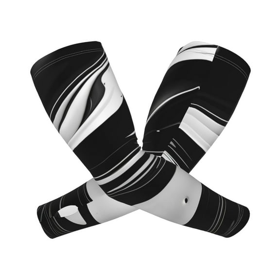 Picia Abstract Black White Swirls Arm Sleeves for Men and Women - Tattoo Cover Up UPF 50  Cooling Sports Sleeve for Basketball Golf Football-One Size