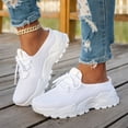 thumbnail image 4 of HTHLVMD Women's Knit Lace-Up Platform Sneakers, Breathable Mesh Chunky Dad Shoes, Women's Mesh Orthopedic Running Walking Sneakers Lightweight Breathable Lace Up Tennis Sneakers, White 8, 4 of 4