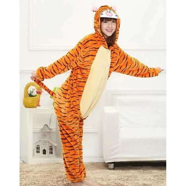 Pijama de una pieza de felpa para adultos y ninos Mono de tigre Animal Unisex calido Halloween Navidad Walmart en linea