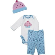 Gerber Newborn Girls' 3 Piece Cupcake Ha
