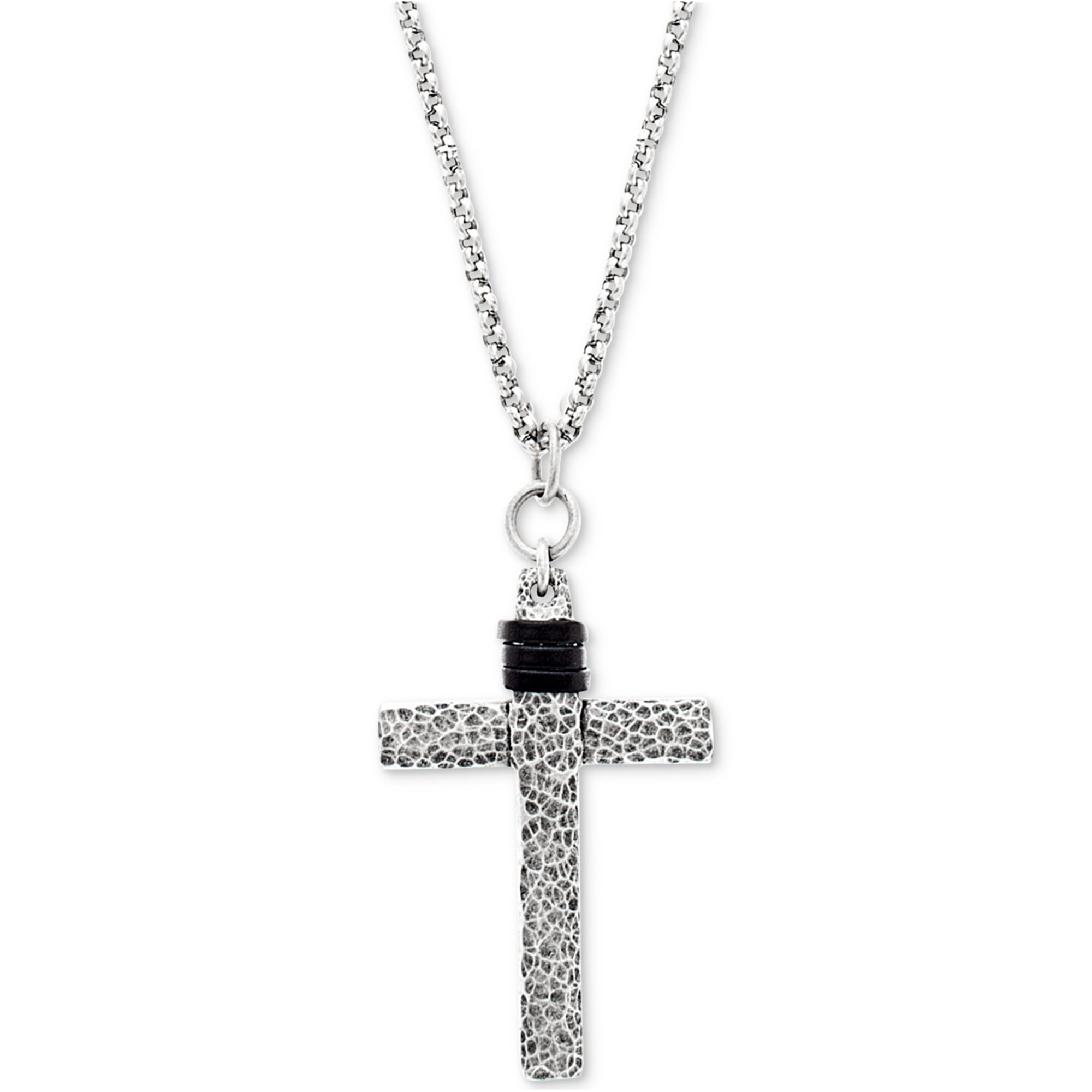 Steve Madden Mens Cross Necklace Chain 