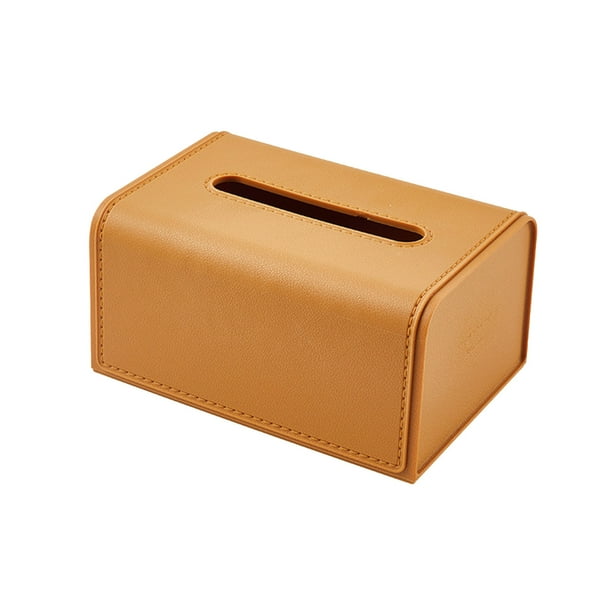 Caja de pañuelos de cuero para el hogar, la oficina, la sala de estar, soporte para pañuelos con resorte inferior para gabinete de esquina, caja de servilletas de goma suave con apertura en forma de