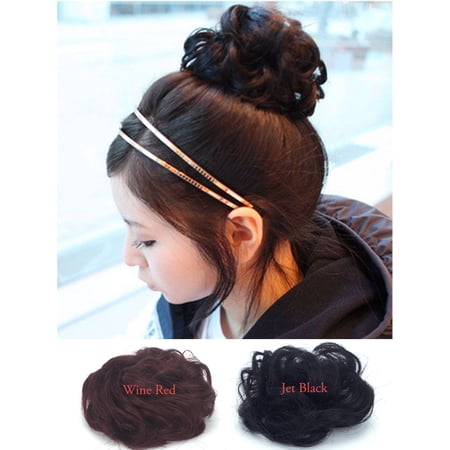 Florata Human Hair Bun Extensions Wavy Curly Messy Hair Piece