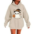 thumbnail image 2 of Kilaqueen Spooky Pumpkin Pattern Halloween Sweatshirts for Women Fashion Oversized Hoodie with Pocket Long Sleeve Fall Sweatshirts Loose Fitness Pullover Tops, 2 of 6