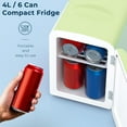 thumbnail image 2 of 4L/6 Cans Mini Fridge without Freezer,Portable Compact Refrigerator for Makeup Skin Care,Cooler and Warmer 2 Mode for Bedroom,Car,Office Dorm,Small Cooler for Drink/Cosmetics/Beverage/Wine - Green, 2 of 7