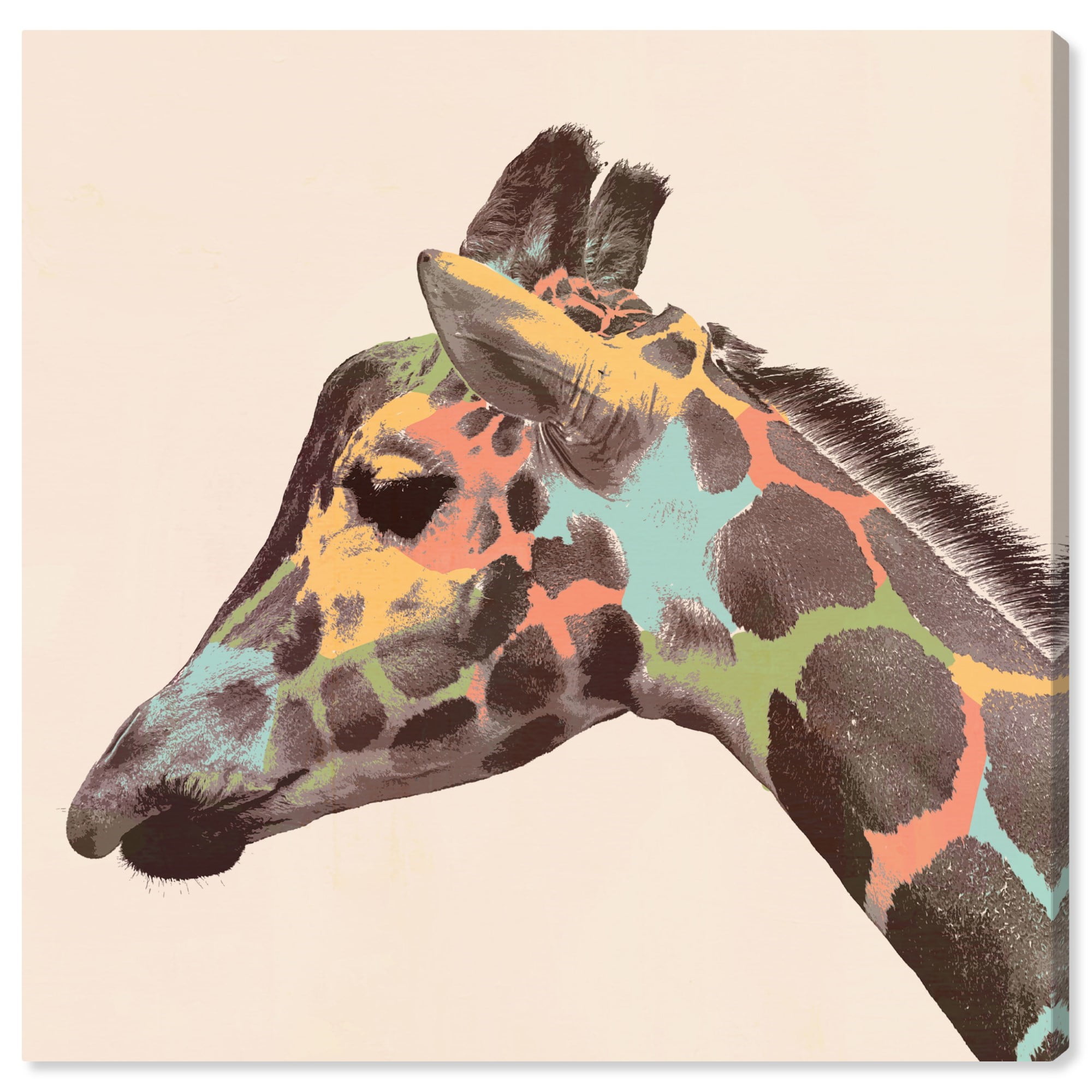 Runway Avenue Animals Wall Art Print 'Colorful Giraffe' Zoo and Wild Animals - Brown, Yellow Runway Avenue Animals Wall Art Print 'Colorful Giraffe' Zoo and Wild Animals - Brown, Yellow