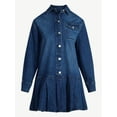 thumbnail image 5 of Scoop Women's and Women’s Plus Denim Pleated Mini Shirt Dress, Sizes XS-4X, 5 of 5