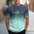 thumbnail image 2 of SGFCWSX Men's Crewneck T-Shirt, Gradient Short Sleeve Graphic Print Active Daily Top for Men Mint Green Size 2XL, 2 of 5