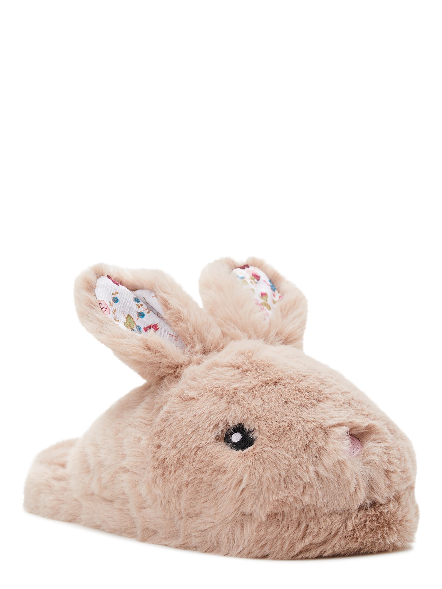 Wonder Nation Little & Big Girls Faux Fur Bunny Scuff Slippers