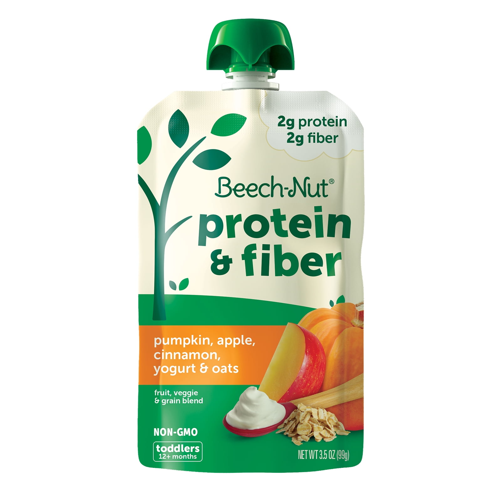 Beech-Nut Protein & Fiber Stage 4 Toddler Food, Pumpkin Apple Cinnamon Yogurt Oats, 3.5 oz