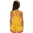 thumbnail image 2 of COEQINE Girls One Piece Bathing Suit, Scoop U-Neck & V Back Playful Swimsuit with Attached Skirt, Beach Swim Dress for Kids Age 8-9, Machine Washable, Yellow Corn, 2 of 8