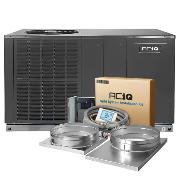 ACiQ 4 Ton 13.4 SEER2 Packaged Heat Pump Unit with 15kW Back-up Heat Kit & Install Kit - R32 Horizontal | 48000 BTU AC/Heating System