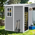 thumbnail image 2 of Seizeen Plastic Lean-to Shed with Floor, 5 x 4FT Sloped Top Outdoor Storage Shed, Quick Assembly Resin Shed with Window, All-Weather Garden Tool Shed Lockable, 2 of 9