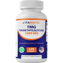 Vitamatic TMG Supplements 1000mg - Trimethylglycine - Betaine Anhydrous - 120 Tablets - 120 Servings - Non-GMO & Gluten Free