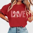 thumbnail image 2 of MaFYtyTPR Valentine's Day Women Printed Tops Trendy Printing Short Sleeve Round Neck Loose Casual T-Shirts Red M, 2 of 5