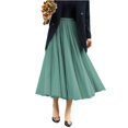 thumbnail image 3 of Tulle Skirts for Women Pleated Layered Tutu Skirt Ladies Elegant Flowy Long Skirts Casual Pleated a-Line Maxi Skirt High Waisted Flowy Skirts Elegantes Bridesmaid Wedding Midi Skirt Green XL, 3 of 6