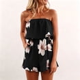 thumbnail image 2 of HCYSFG Womens Floral Rompers Bandeau Strapless Tube Top Summer Beach Elastic High Waist Jumpsuits Wide Leg Shorts Pocket One Piece Casual Playsuits, 2 of 4