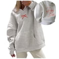 thumbnail image 1 of Sudadera con capucha bordada con lazo para mujer, suéter rojo, talla XXL, 1 of 6