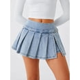 thumbnail image 5 of EMMIOL Women's Denim Mini Skirt Mid-Low Waist Stretch Jean Skort Y2K Casual Skirt with Built-in Shorts & Side Zipper, 5 of 8