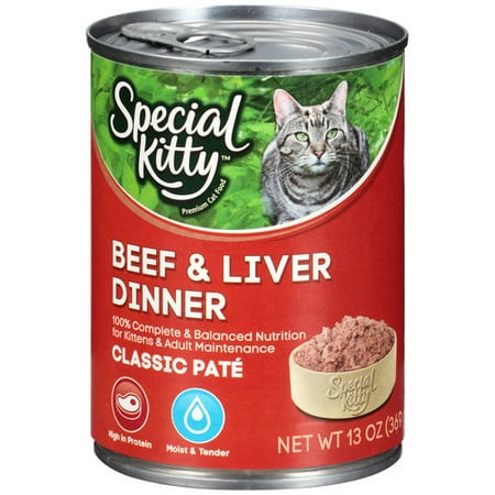 Special Kitty Classic Pate Beef & Liver Dinner Wet Cat Food, 13 Oz. Can