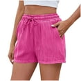 thumbnail image 5 of Miluxas Women's Tie Front Elastic High Waisted Shorts Wide Leg Summer Shorts Hot Pink 16-18(XL), 5 of 5