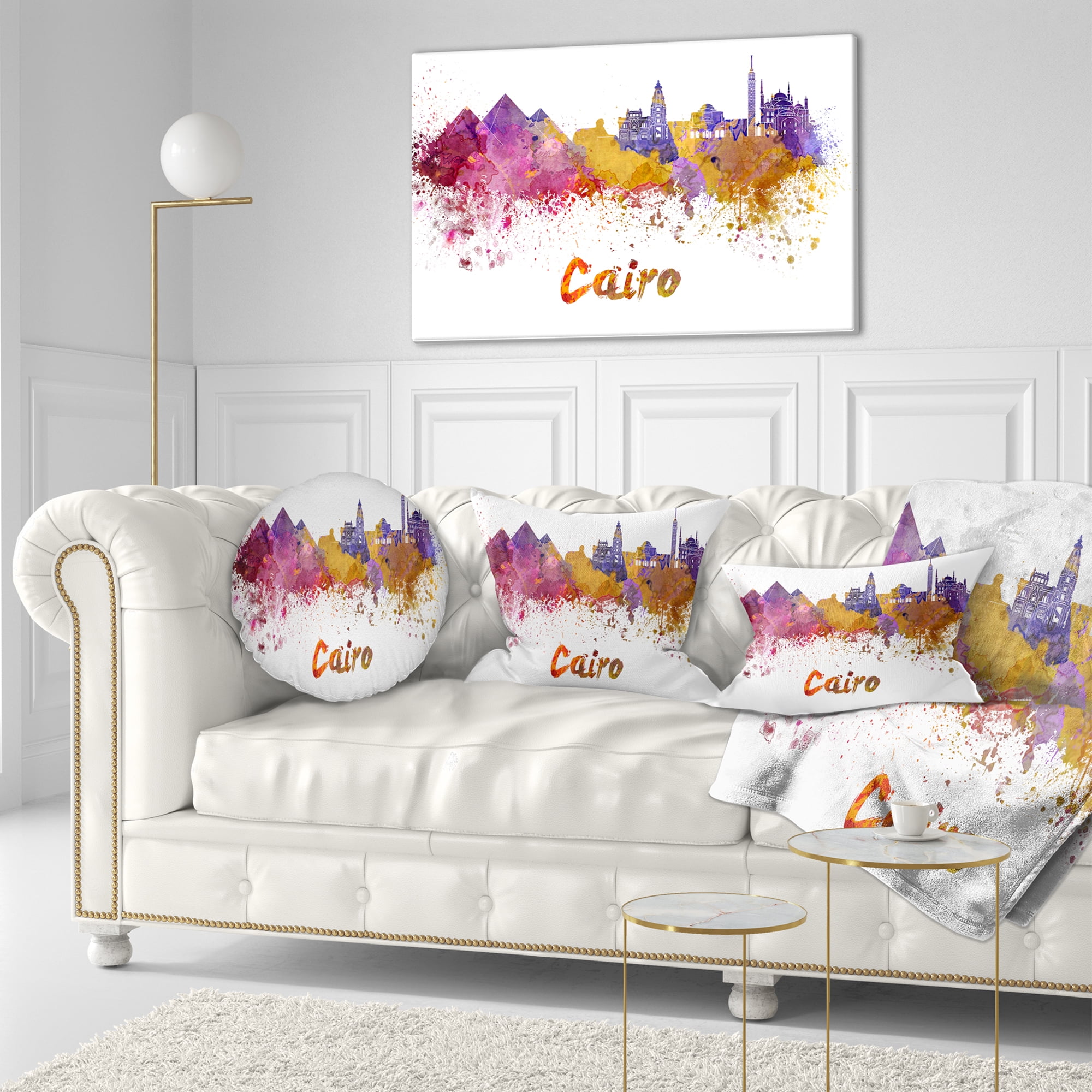 Designart Cairo Skyline - Cityscape Throw Pillow - 12x20